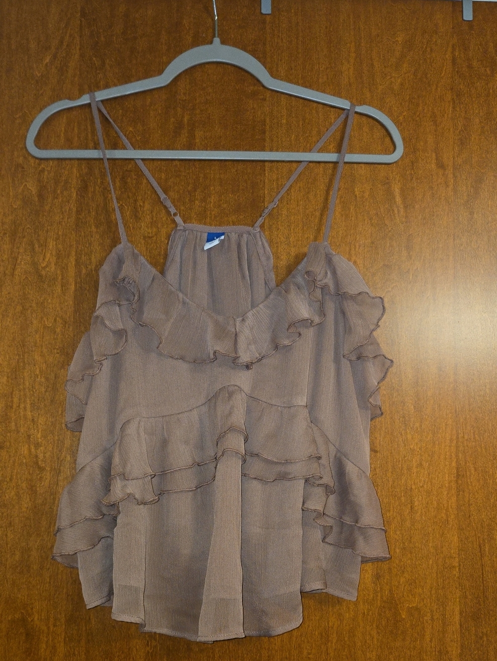 Old Navy Taupe Ruffle Spaghetti Strap Top- Size Large